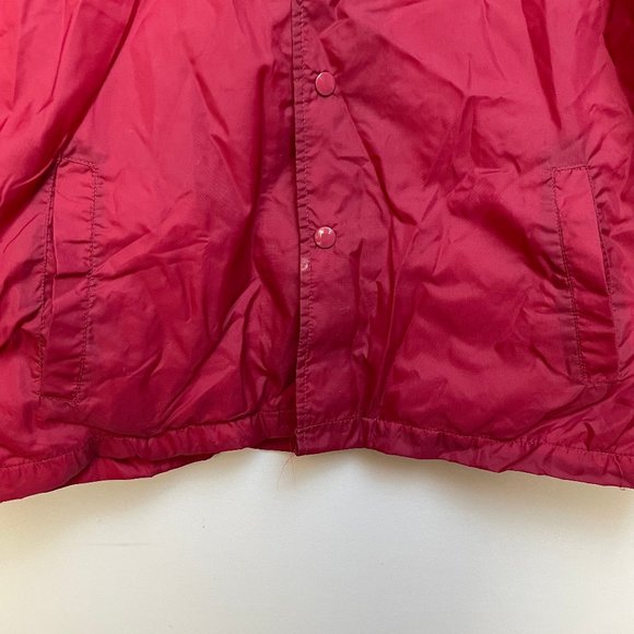 Vintage 80s Briarcliff Mens Nylon Windbreaker Jacket Size M Red Snap Lined - Picture 3 of 12
